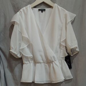 Elegant White Ruffle Blouse